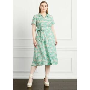 NWOT Hill House Lily Dress Size XS Linen Midi Shirt Dress in Laura Rose Floral